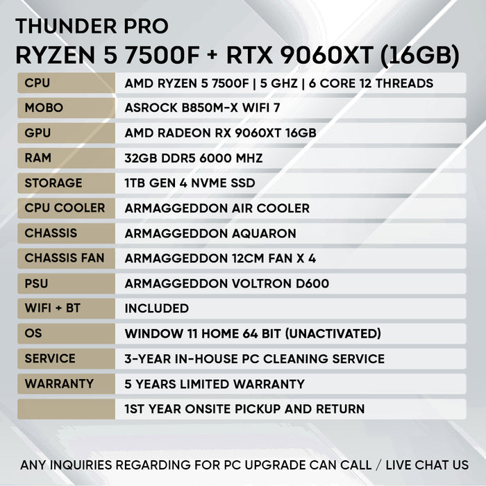 RYZEN 5 7500F + RX 9060XT 16GB