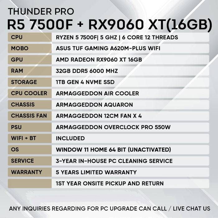 RYZEN 5 7500F + RX 9060XT 16GB