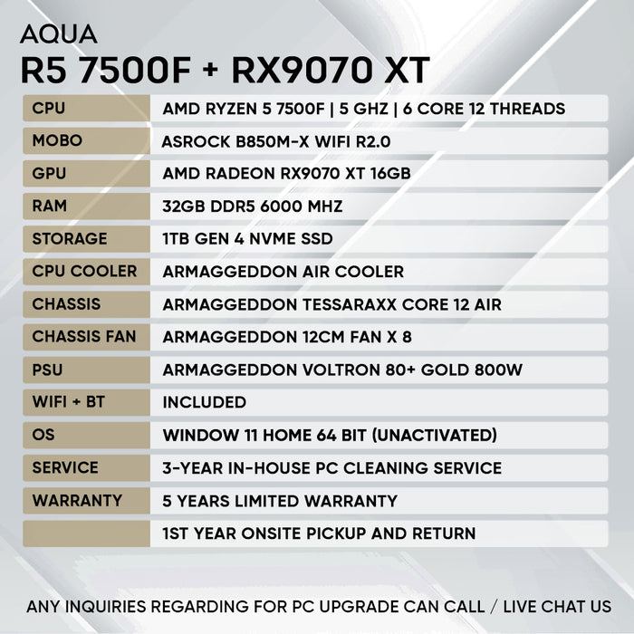 Armaggeddon Nebula gaming PC with AMD Ryzen 5 7500F and RX 9070 XT