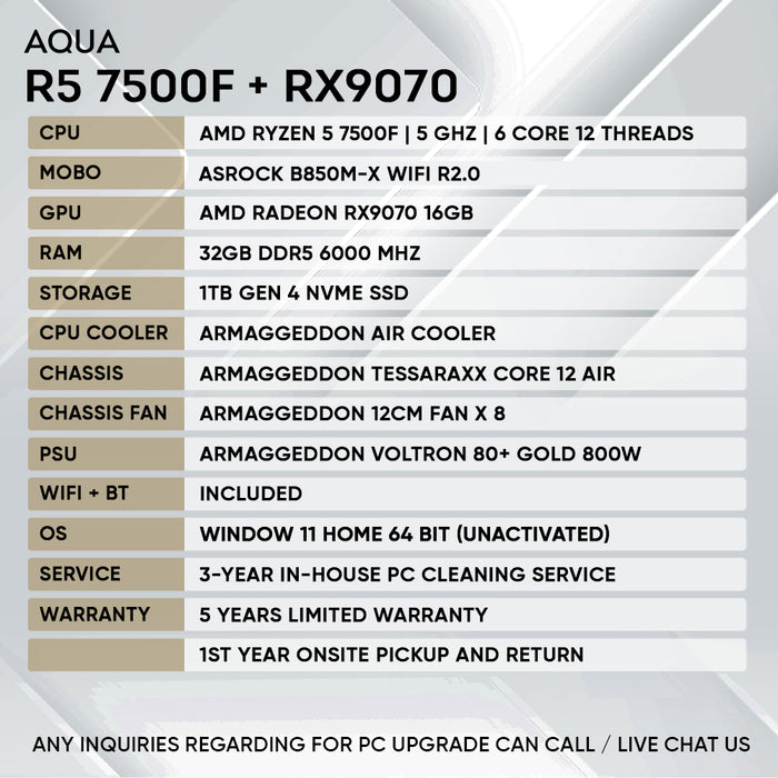 RYZEN 5 7500F + RX 9070