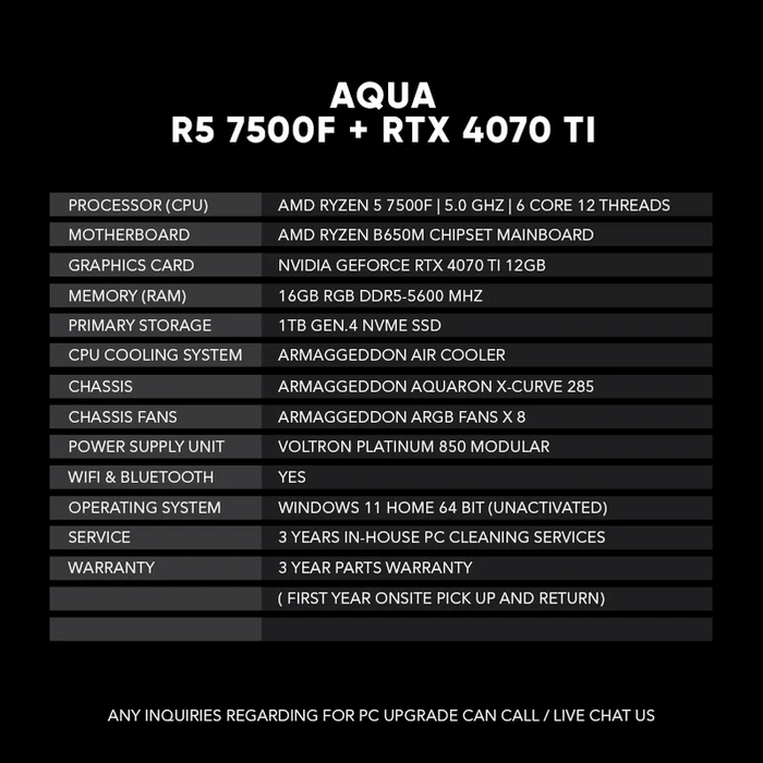 AQUA l R5 7500F + RTX 4070 TI