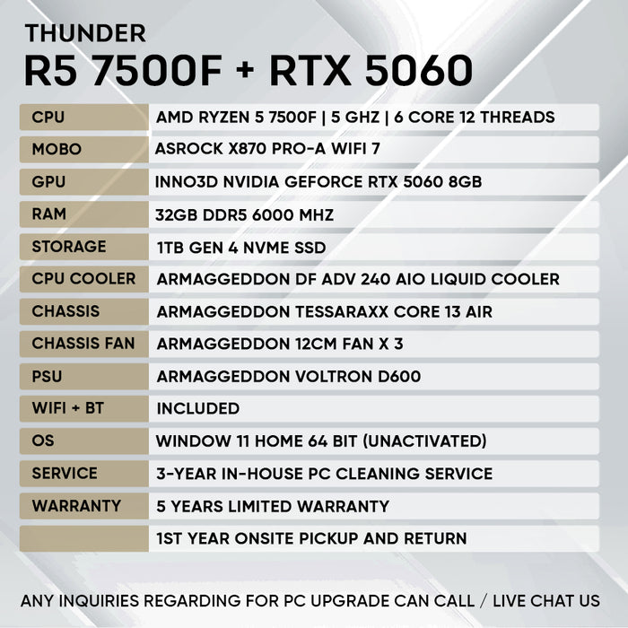 Armaggeddon Gaming PC – AMD Ryzen 5 7500F + RTX 5060 | Extreme Performance Build