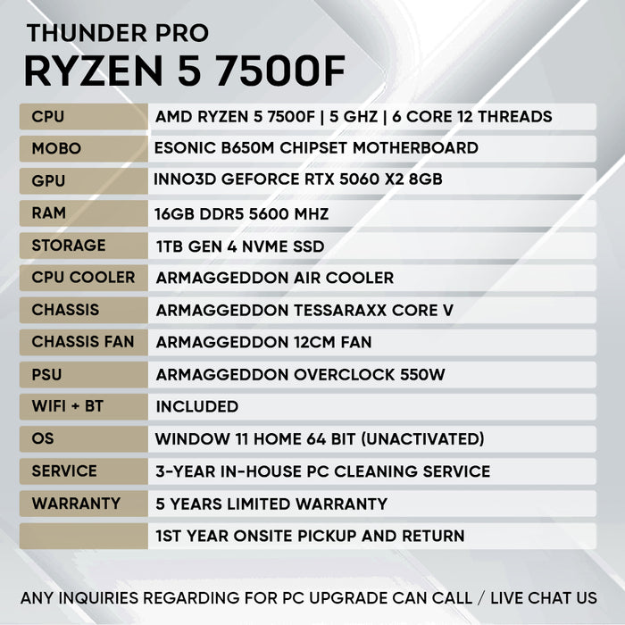 RYZEN 5 7500F + RTX 5060 (CORE V)