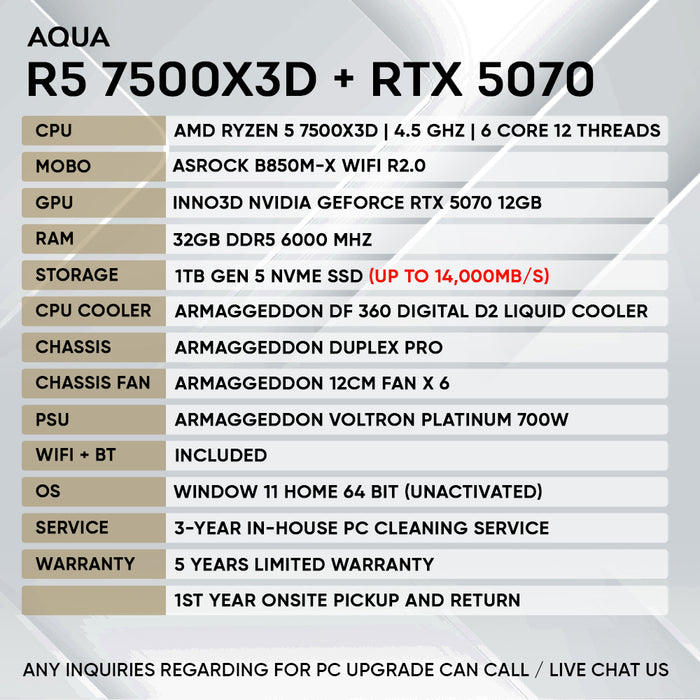 RYZEN 5 7500X3D + RTX 5070 (SAME DAY DELIVERY)