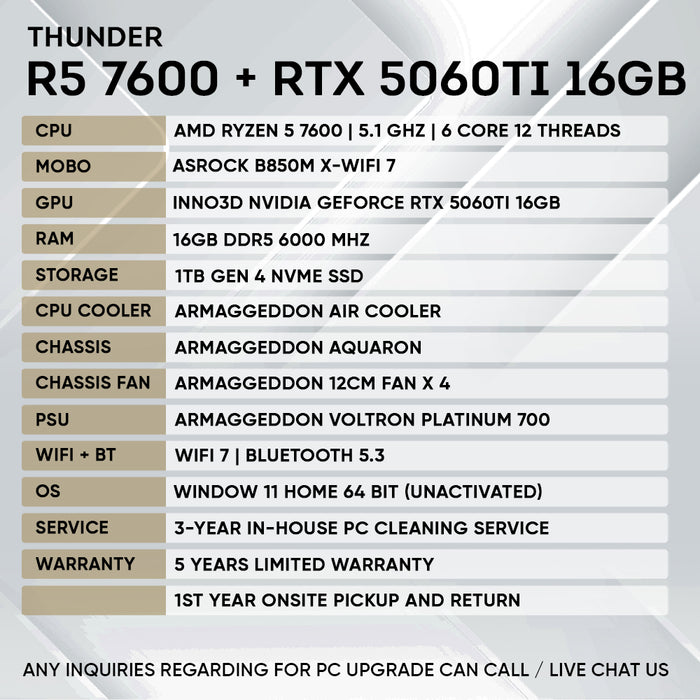 RYZEN 5 7600 + RTX 5060 Ti 16GB