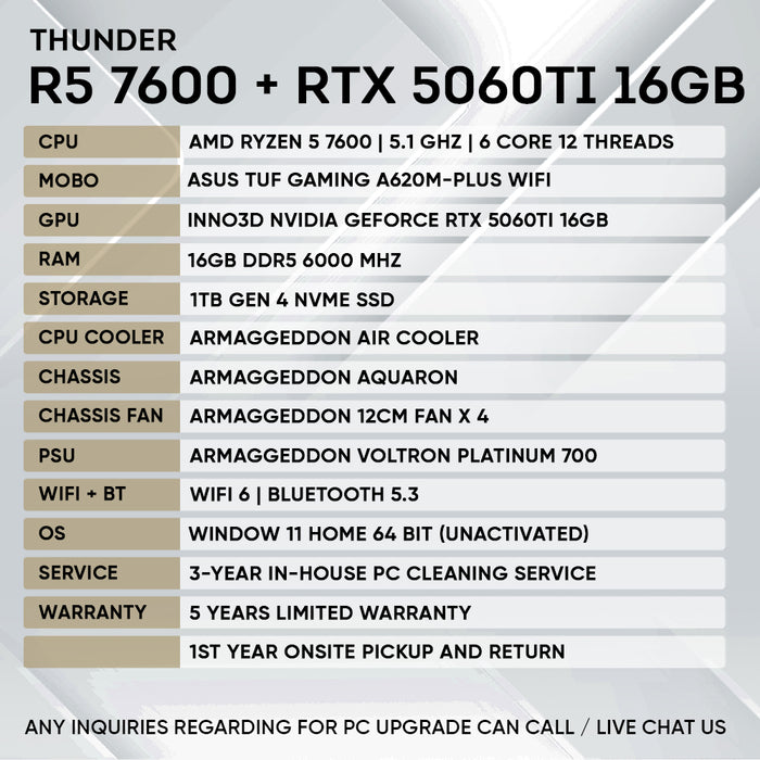 RYZEN 5 7600 + RTX 5060 Ti 16GB