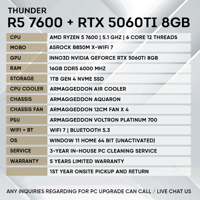 RYZEN 5 7600 + RTX 5060 Ti 8GB