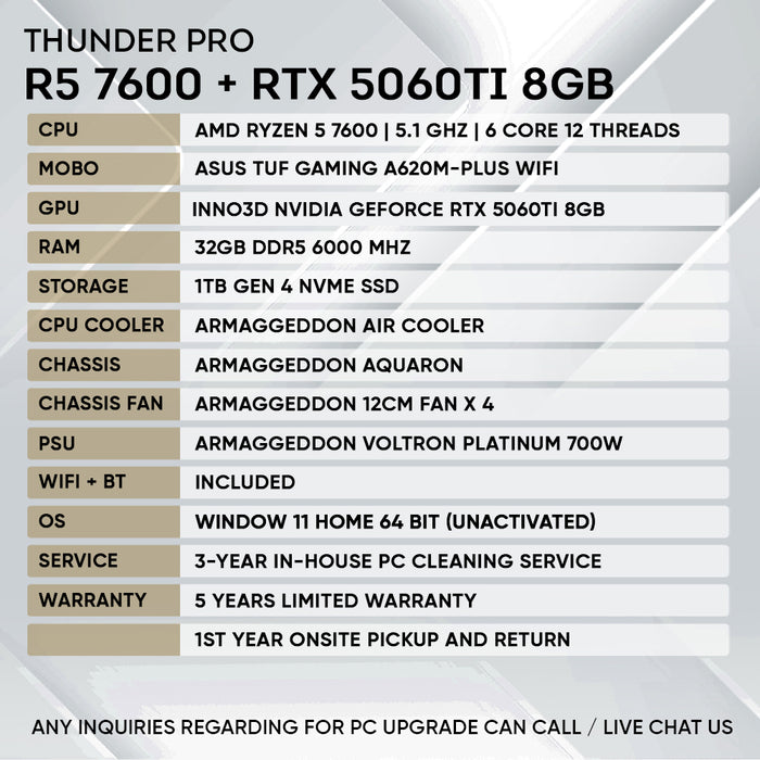 RYZEN 5 7600 + RTX 5060 Ti 8GB