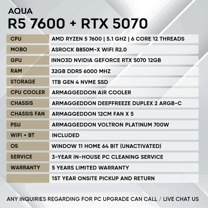 RYZEN 5 7600 + RTX 5070