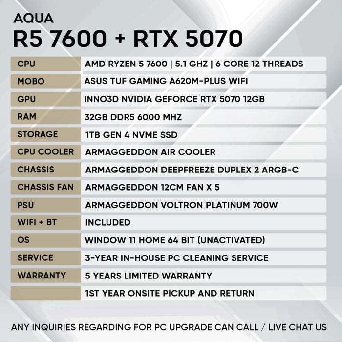 RYZEN 5 7600 + RTX 5070