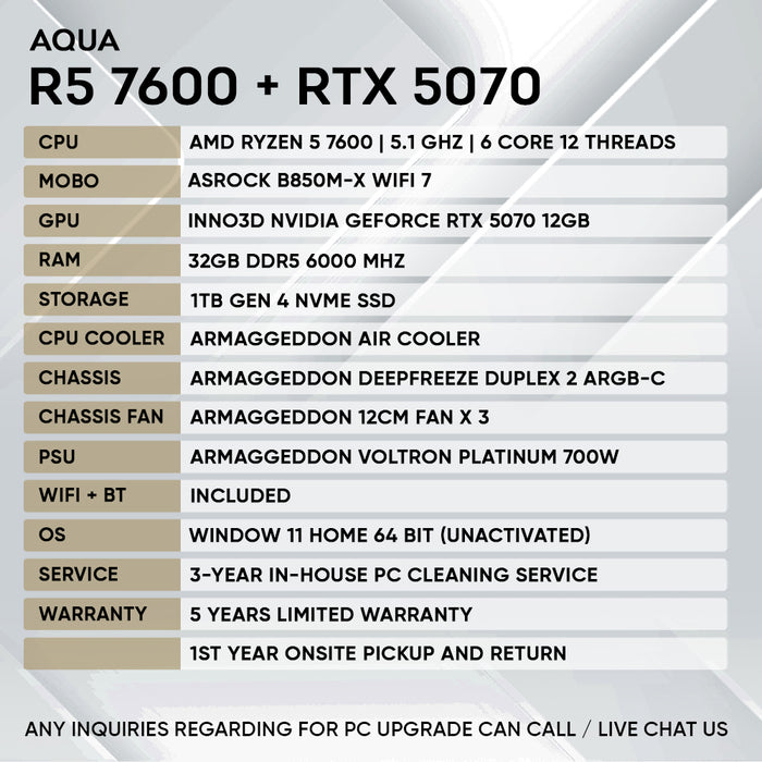 RYZEN 5 7600 + RTX 5070