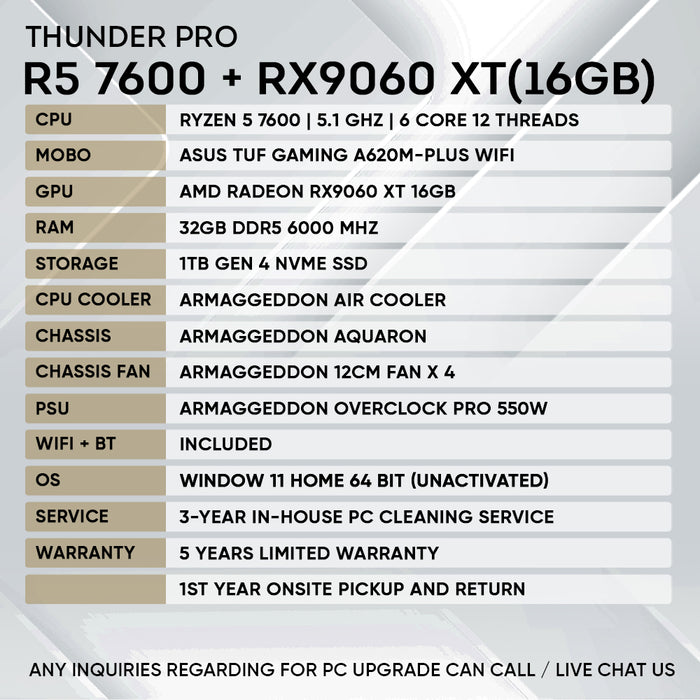 RYZEN 5 7600 + RX 9060XT 16GB