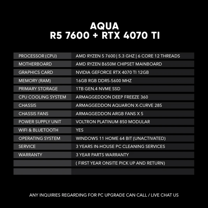 AQUA l R5 7600 + RTX 4070 TI