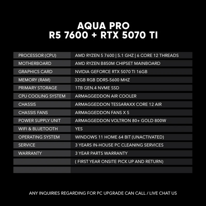 AQUA PRO R5 7600 + RTX 5070 Ti