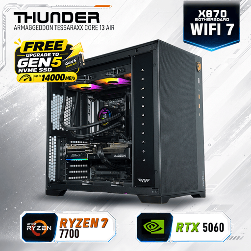 Armaggeddon Gaming PC – AMD Ryzen 7 7700 + RTX 5060 | Extreme Performance Build (FLASH SALE)