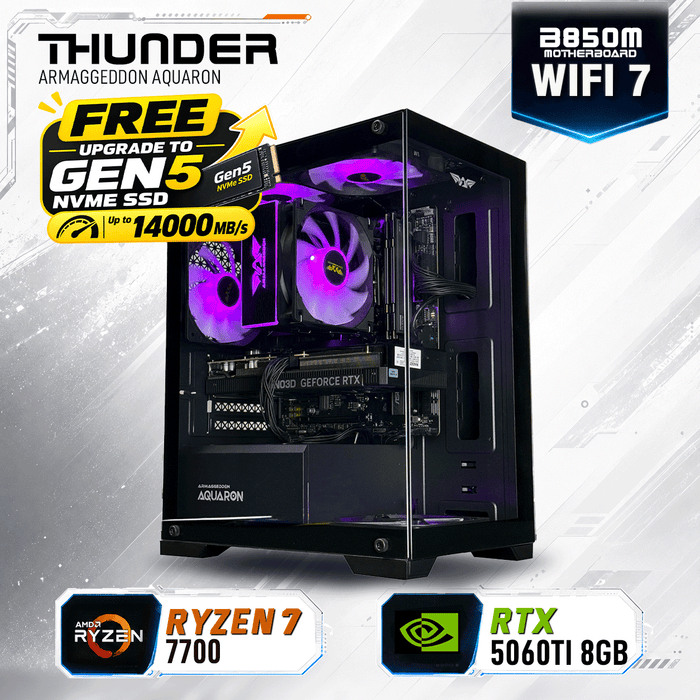 Armaggeddon Gaming PC – AMD Ryzen 7 7700 + RTX 5060Ti 8GB | Custom Built Desktop