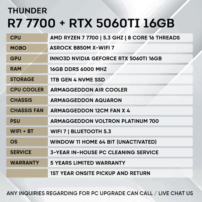 RYZEN 7 7700 + RTX 5060 Ti 16GB
