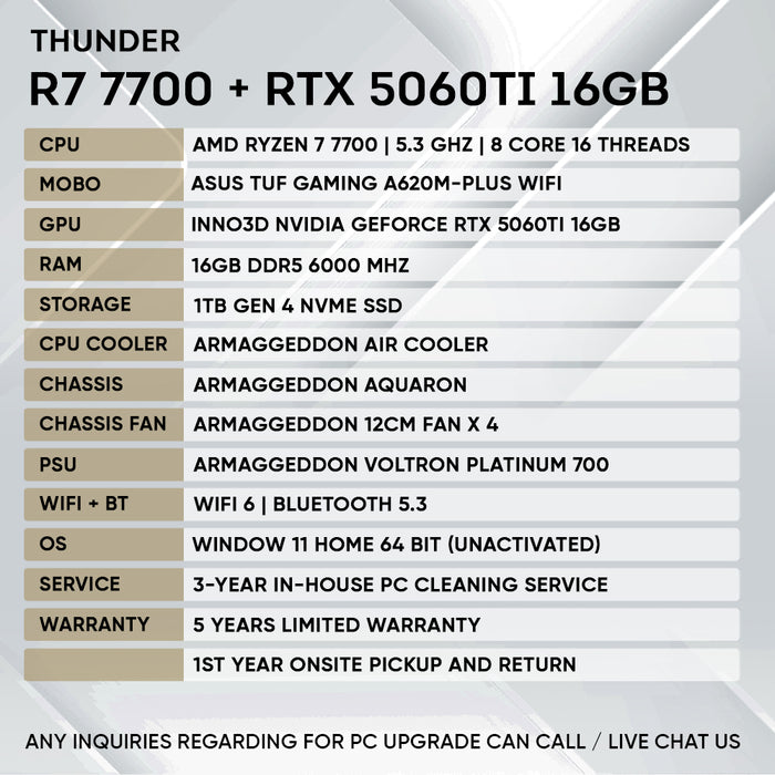 RYZEN 7 7700 + RTX 5060 Ti 16GB