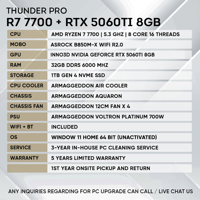 RYZEN 7 7700 + RTX 5060 Ti 8GB