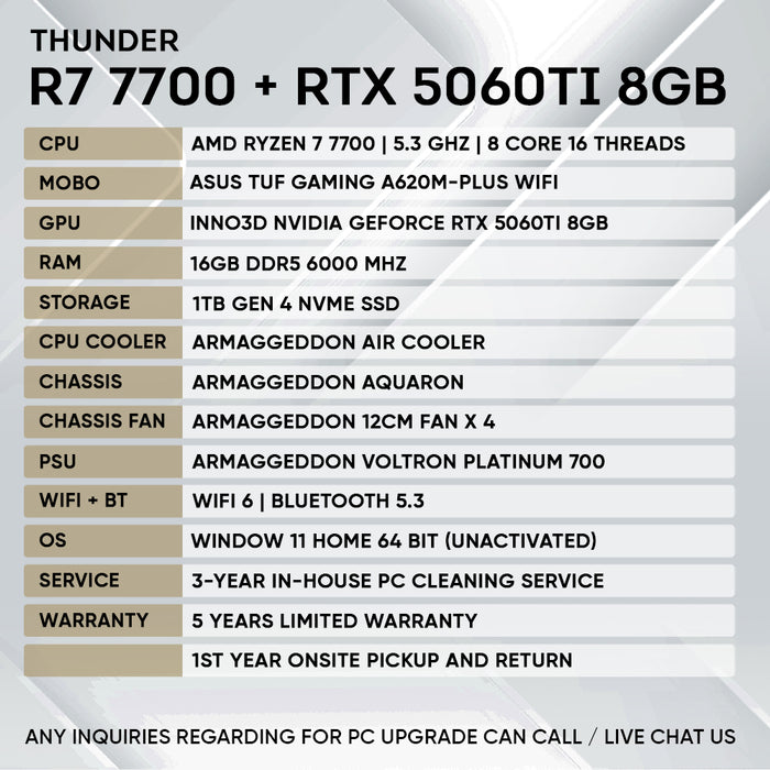 RYZEN 7 7700 + RTX 5060 Ti 8GB