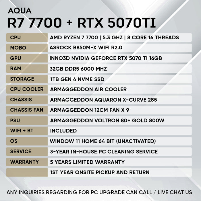 RYZEN 7 7700 + RTX 5070 Ti