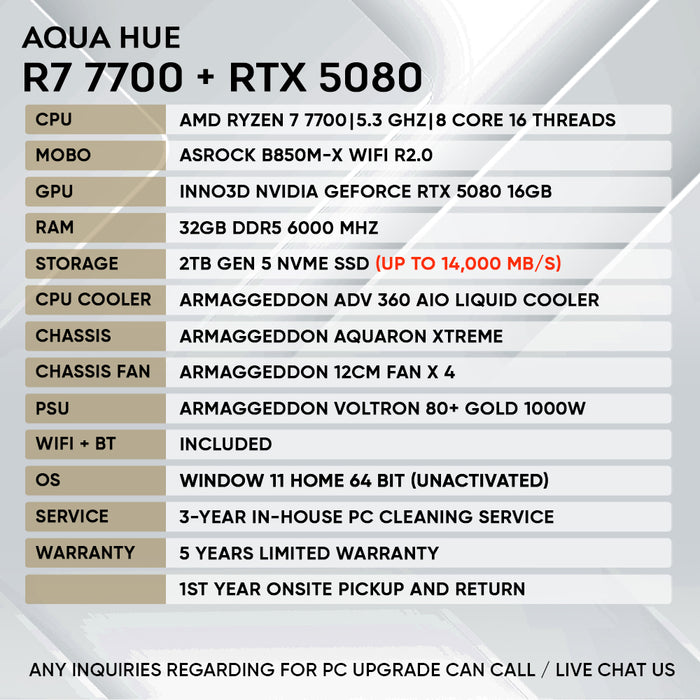 RYZEN 7 7700 + RTX 5080 (GEN 5 NVME)