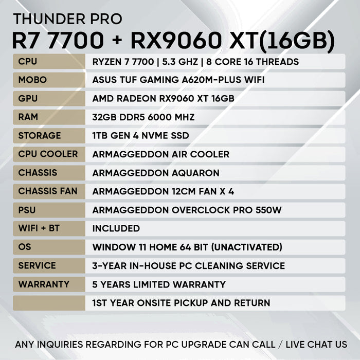 RYZEN 7 7700 + RX 9060XT 16GB