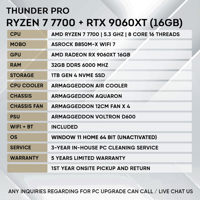 RYZEN 7 7700 + RX 9060XT 16GB