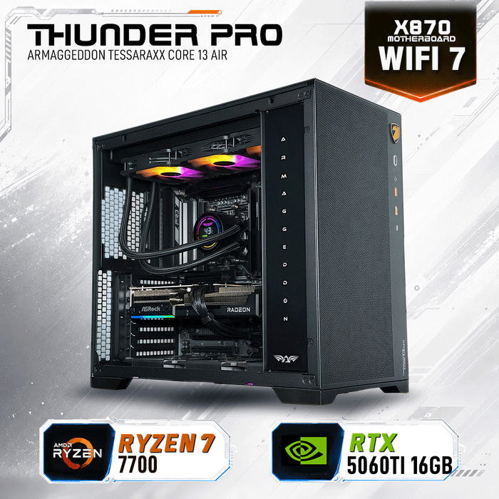 Armaggeddon Ryzen 7 7700 and RTX 5060 Ti 16GB gaming PC front view