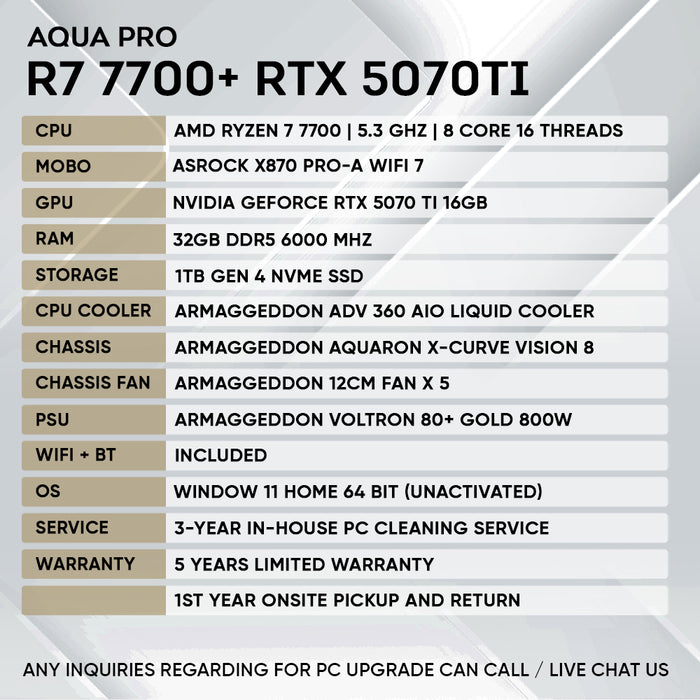 Armaggeddon High-End Gaming PC – AMD Ryzen 7 7700 + RTX 5070Ti | Extreme Performance Build