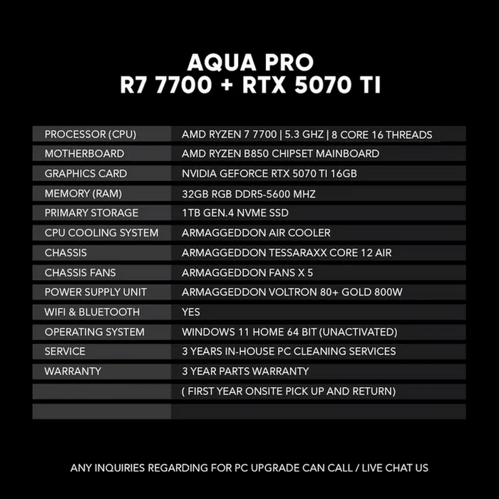 AQUA PRO R7 7700 + RTX 5070 Ti