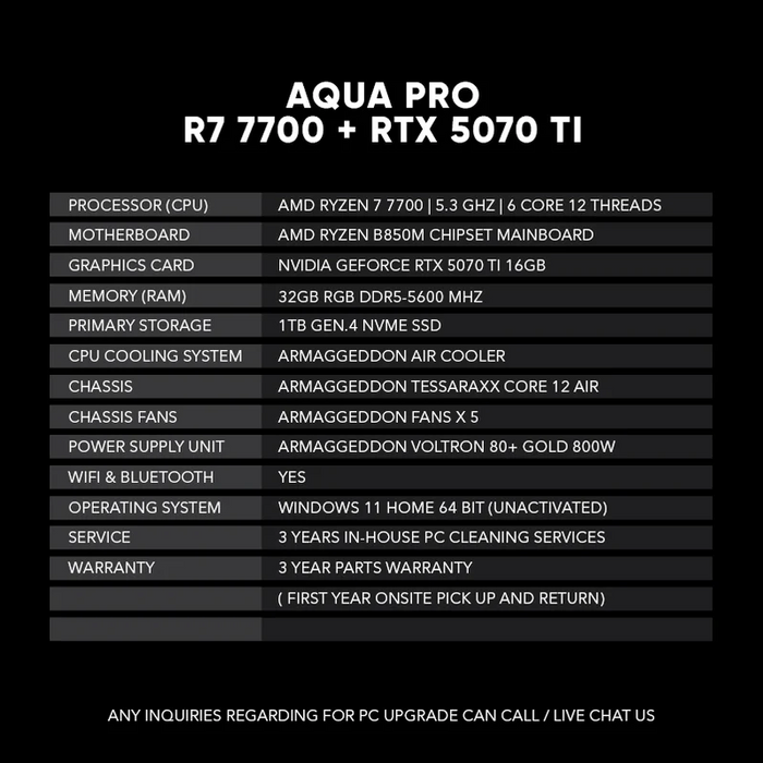 AQUA PRO R7 7700 + RTX 5070 Ti