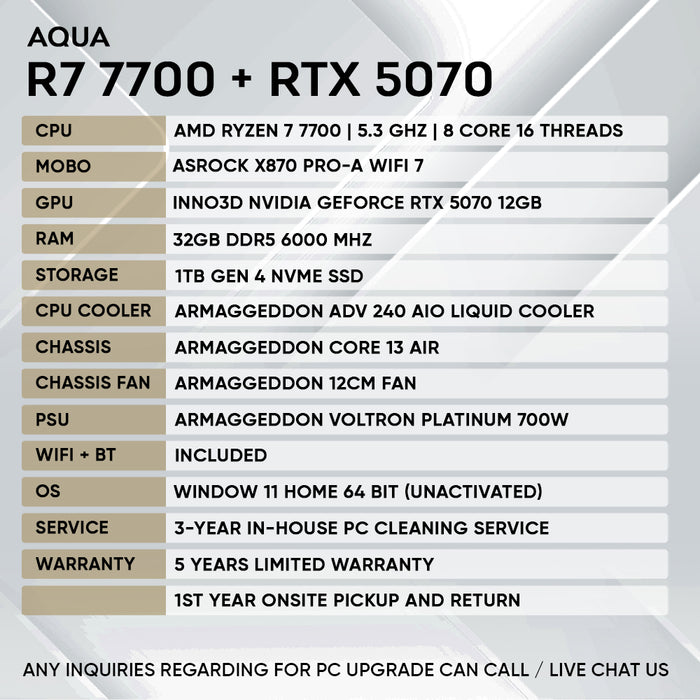 Armaggeddon Gaming PC – AMD Ryzen 7 7700 + RTX 5070 | Extreme Performance Build