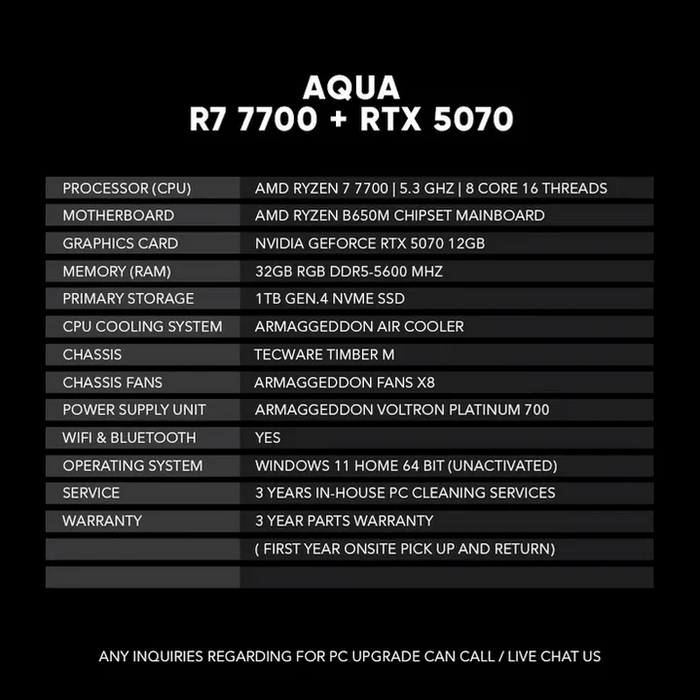 THUNDERBOLT R7 7700 + RTX 5070 | TIMBER M (SAME DAY DELIVERY)