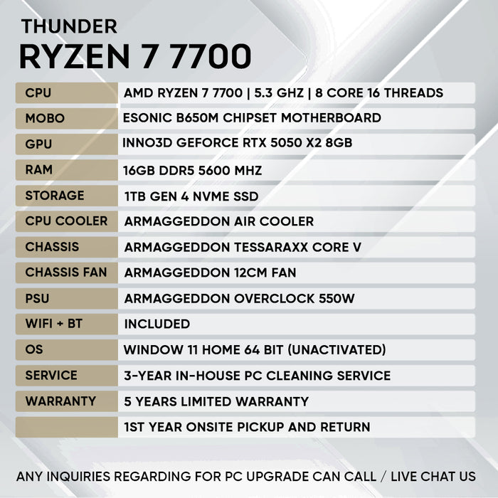 RYZEN 7 7700 + RTX 5050 (CORE V)
