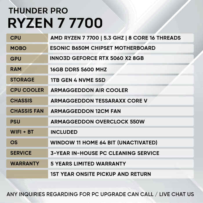 RYZEN 7 7700 + RTX 5060 (CORE V)