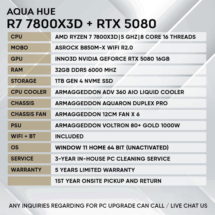 Armaggeddon High-End Gaming PC – AMD Ryzen 7 7800X3D + RTX 5080 | Custom Built Desktop