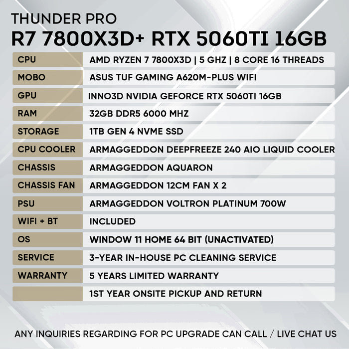 RYZEN 7 7800X3D + RTX 5060 Ti 16GB