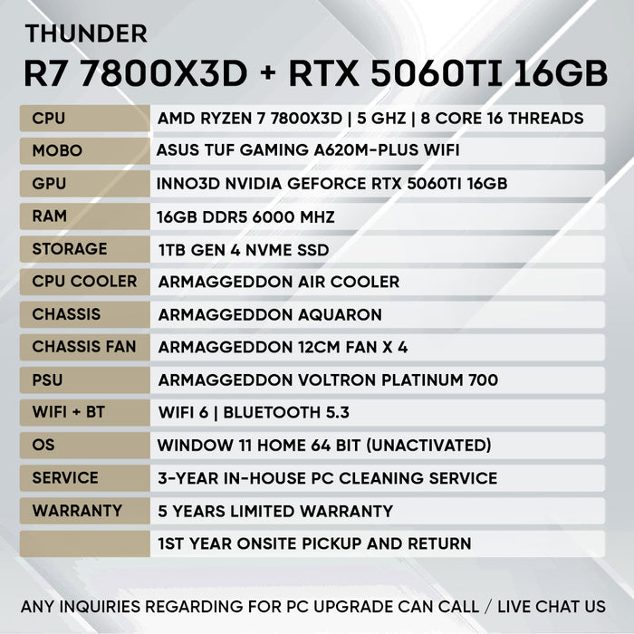 RYZEN 7 7800X3D + RTX 5060 Ti 16GB