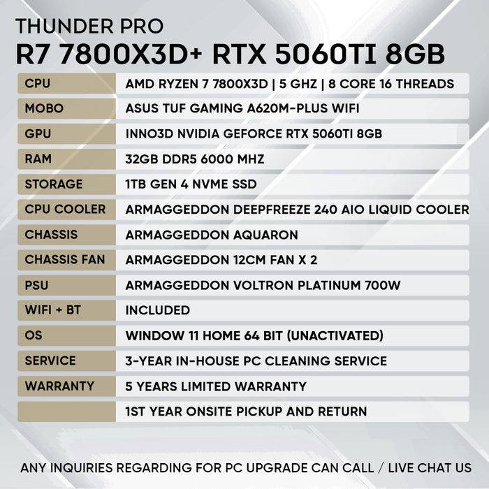 RYZEN 7 7800X3D + RTX 5060 Ti 8GB