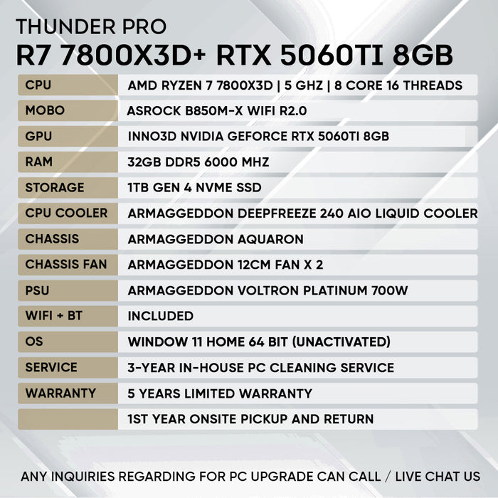RYZEN 7 7800X3D + RTX 5060 Ti 8GB