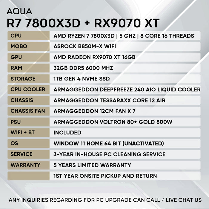 Armaggeddon Gaming PC – AMD Ryzen 7 7800X3D + RX 9070XT | Custom Built Desktop