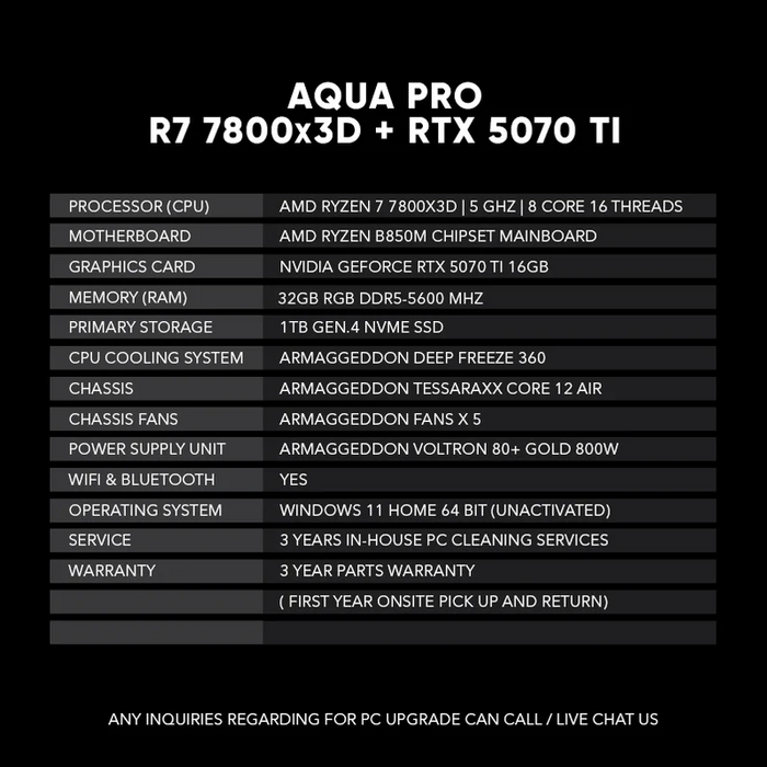 AQUA PRO R7 7800X3D + RTX 5070 Ti