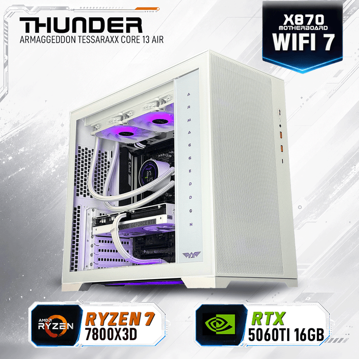 Armaggeddon gaming PC with AMD Ryzen 7 7800X3D and RTX 5060 Ti 16GB