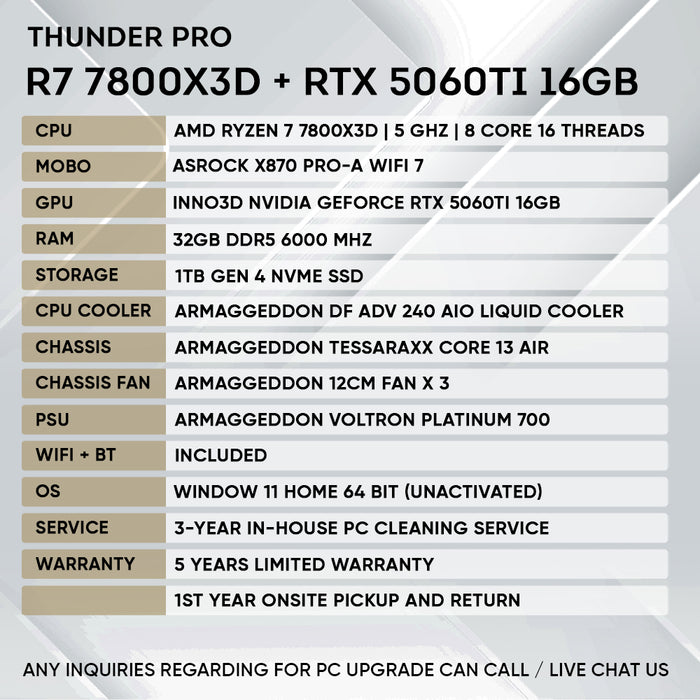 Armaggeddon gaming PC with AMD Ryzen 7 7800X3D processor