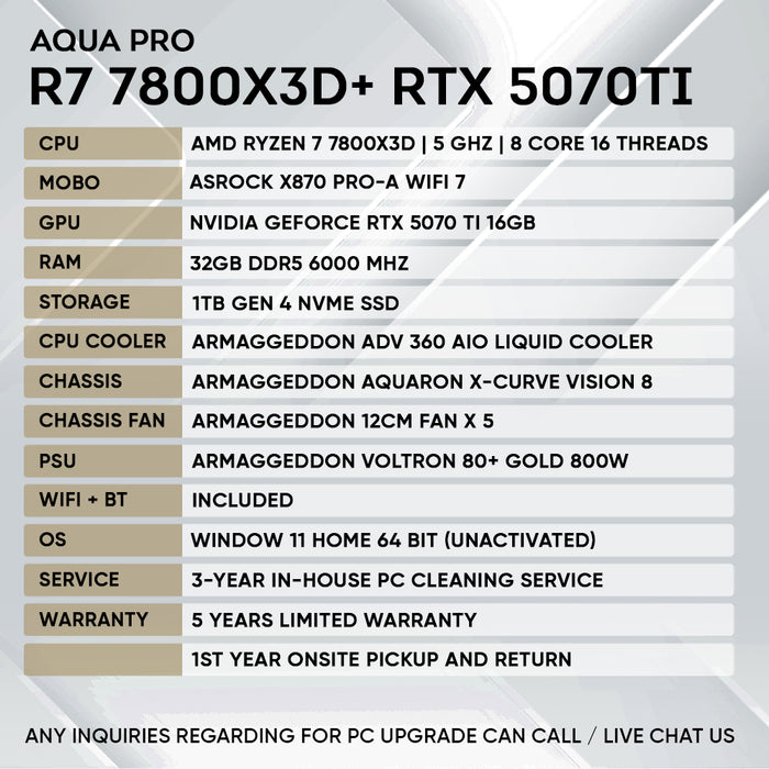 Armaggeddon High-End Gaming PC – AMD Ryzen 7 7800X3D + RTX 5070Ti | Extreme Performance Build