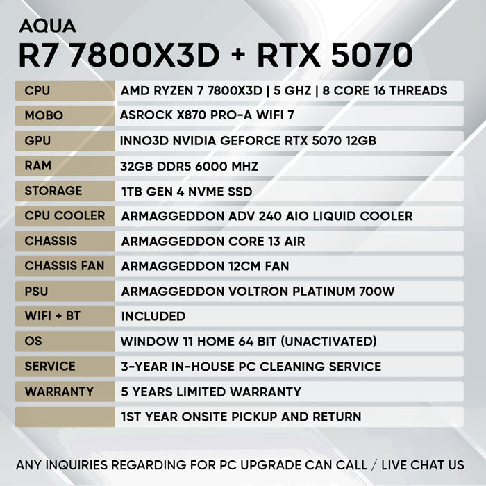 Armaggeddon Gaming PC – AMD Ryzen 7 7800X3D + RTX 5070 | Extreme Performance Build