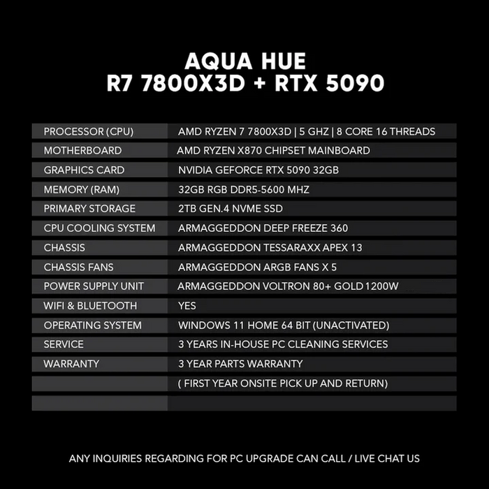 AQUA HUE R7 7800X3D + RTX 5090