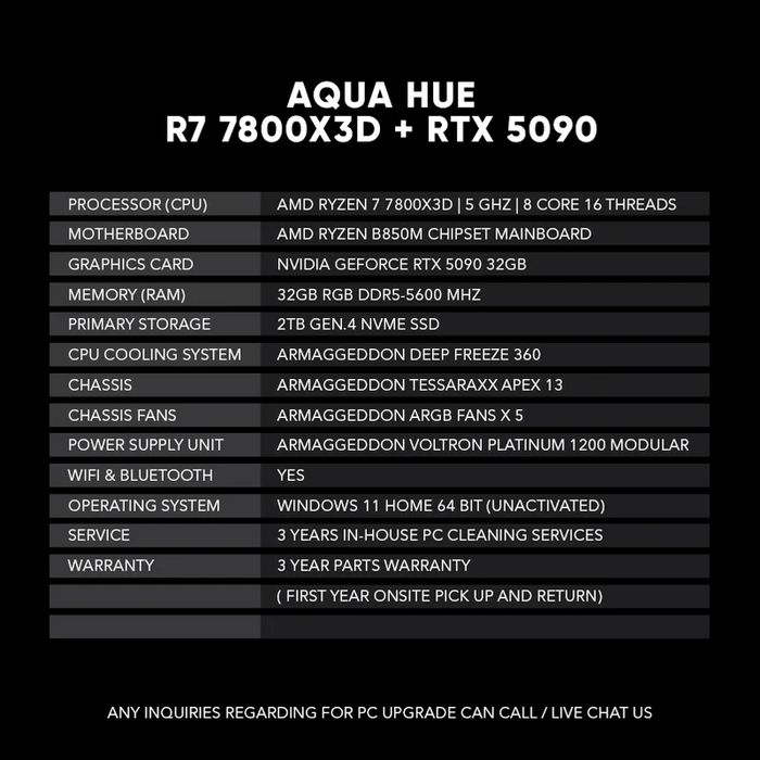 AQUA HUE R7 7800X3D + RTX 5090