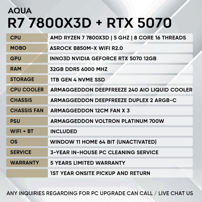 RYZEN 7 7800X3D + RTX 5070